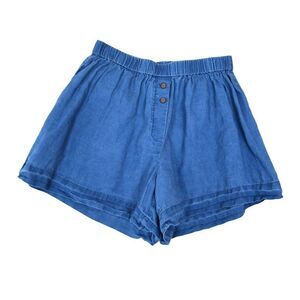 EVERLANE Blue Shorts 100% Linen Women's Large Pockets Lightweight